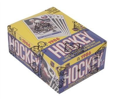 1985/86 O-Pee-Chee Hockey Unopened Wax Box (48 Packs) – Possible Mario Lemieux Rookie Cards! – BBCE Certified
